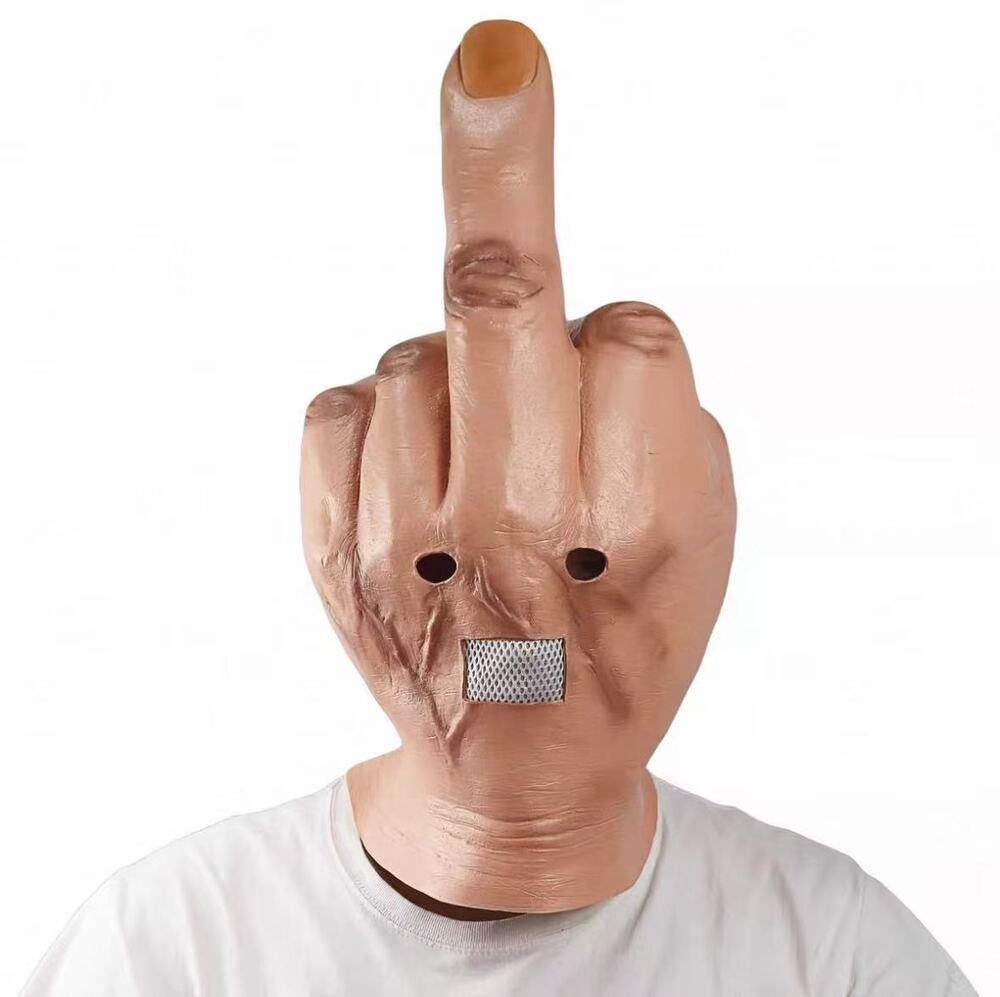 Middle Finger Hand Full Head Mask Novelty Funny Halloween Cosplay Costume Prop
